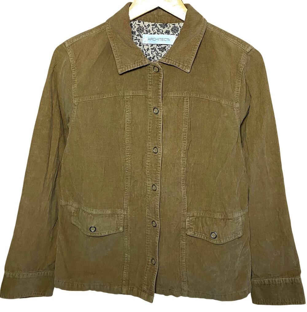 Y2K Western Americana Soft Girl Cotton Corduroy Button-Down Lightweight Jacket